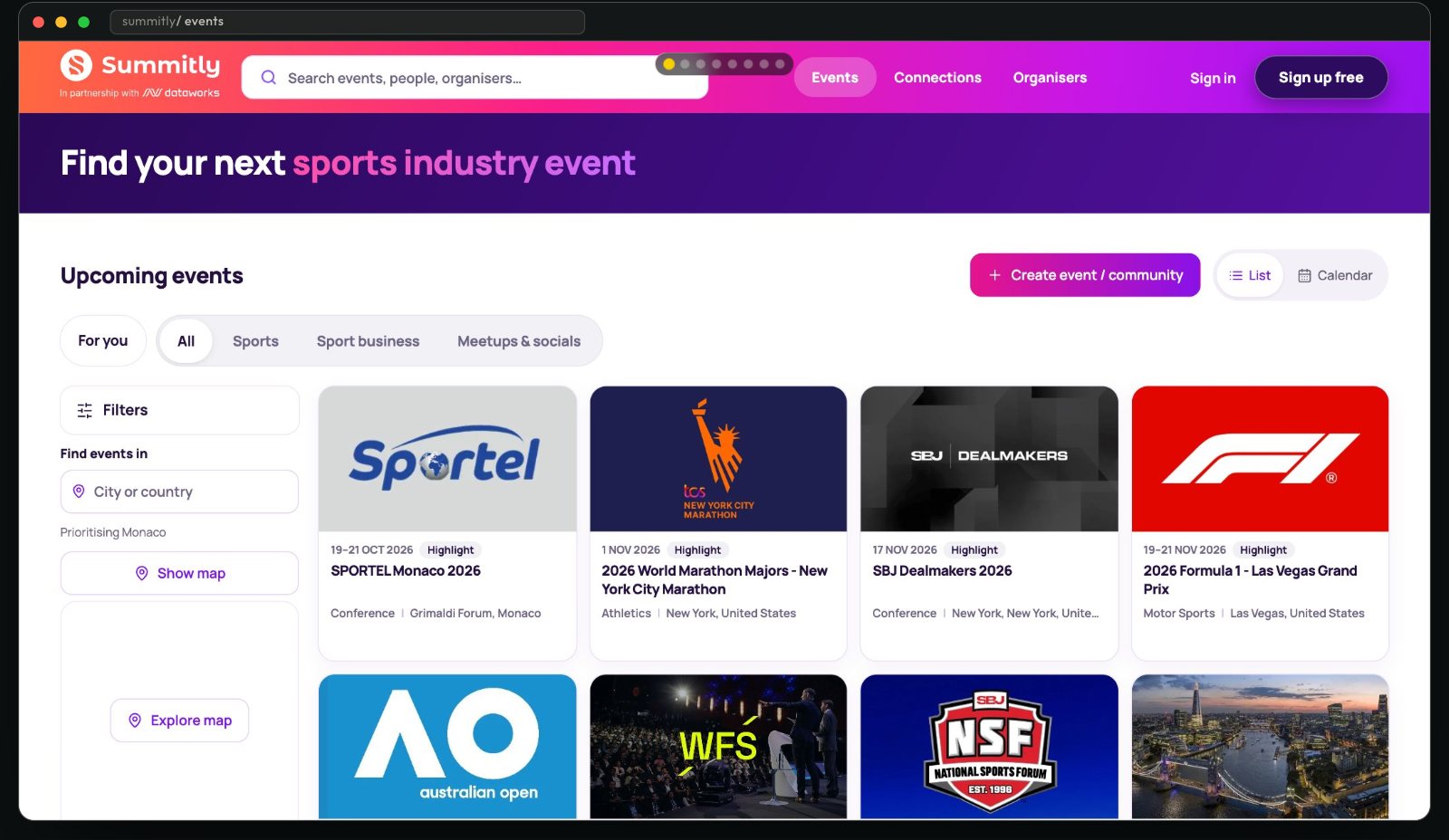 Summitly events calendar